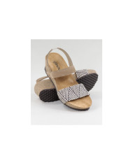 Ginova de Cunha Taupe Sandals with Anatomical and Elastic Insole