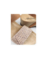 Sandálias Ginova de Cunha Camel com Palmilha Anatómica e Elástico