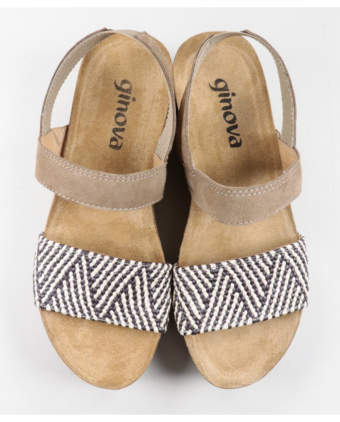Ginova de Cunha Taupe Sandals with Anatomical and Elastic Insole