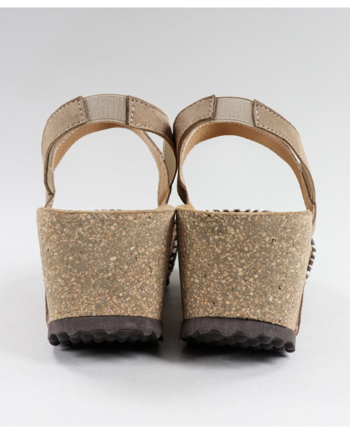 Ginova de Cunha Taupe Sandals with Anatomical and Elastic Insole