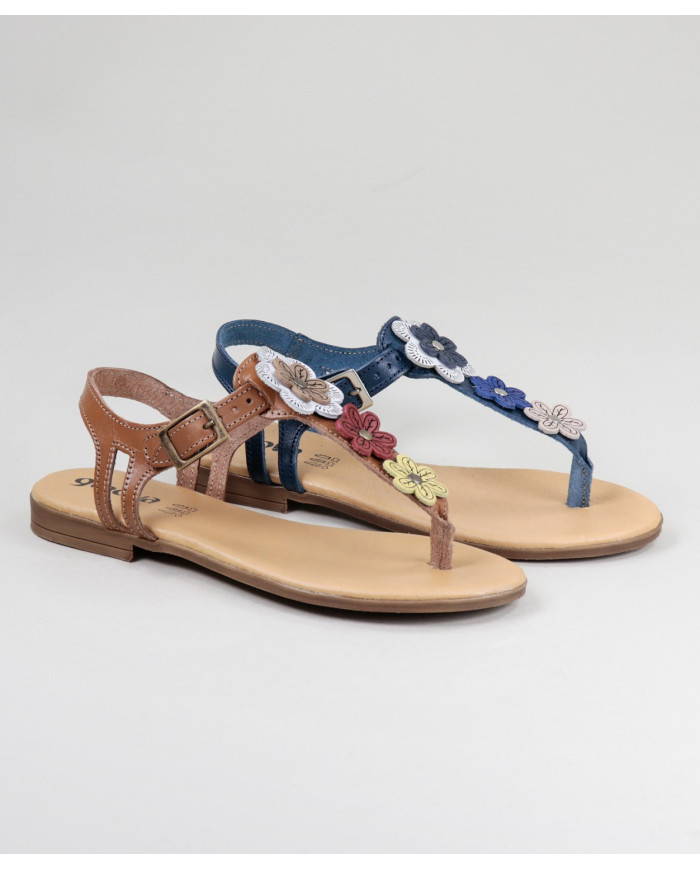 Señoras Sandalias con Flores en la Franja