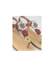 Señoras Sandalias con Flores en la Franja