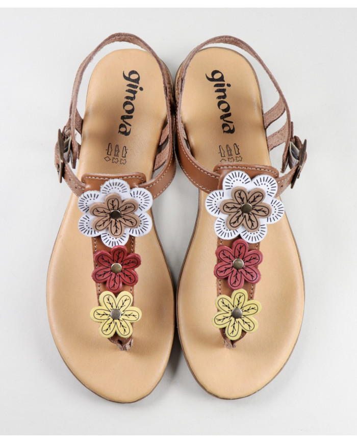 Señoras Sandalias con Flores en la Franja