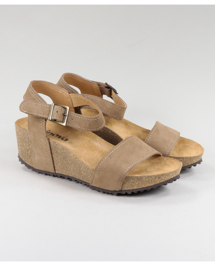 Taupe de Senhora Ginova sandals with Apertar Strip