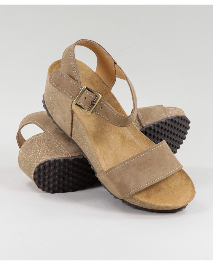 Taupe de Senhora Ginova sandals with Apertar Strip