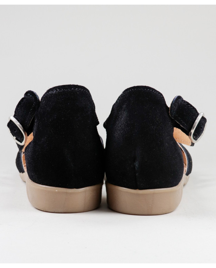 Sandálias Pretas  de Senhora Ginova em Camurça