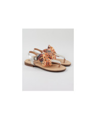 Ladies Golden Sandals with Decorative Lace