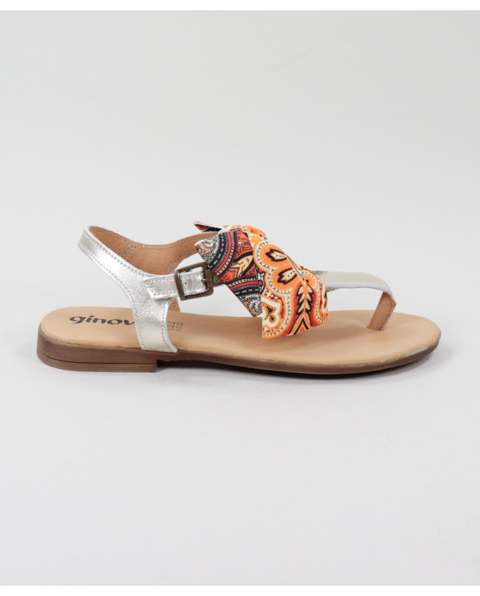 Ladies Golden Sandals with Decorative Lace