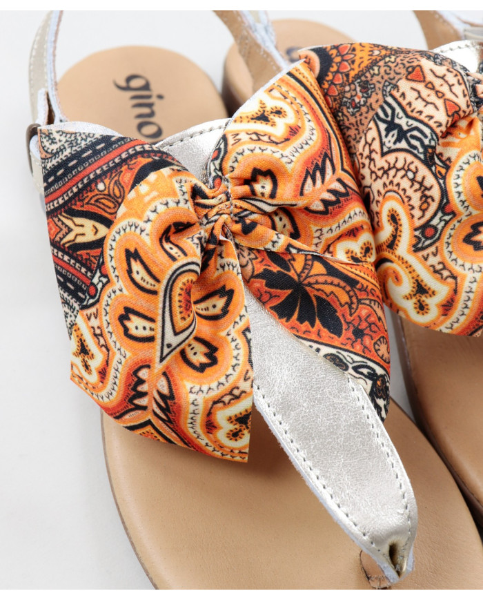 Ladies Golden Sandals with Decorative Lace