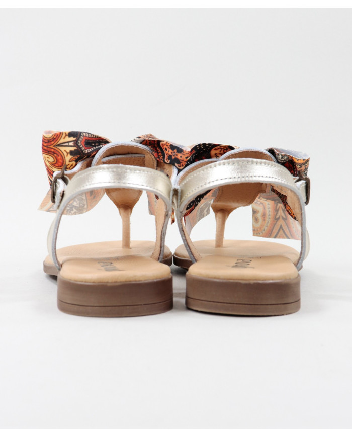 Ladies Golden Sandals with Decorative Lace