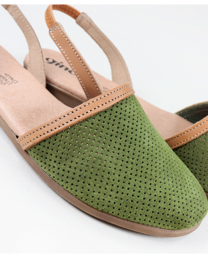 Sandálias Verdes de Senhora Ginova Perfurada