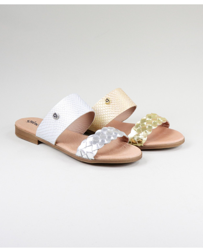 Ms. Ginova Slippers with Strips Decorated