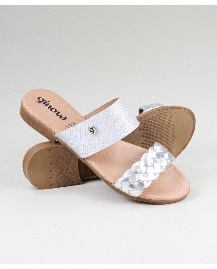 Ms. Ginova Slippers with Strips Decorated