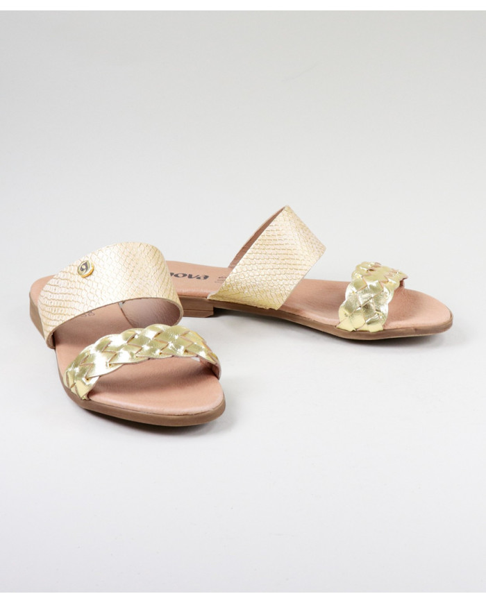 Ms. Ginova Slippers with Strips Decorated