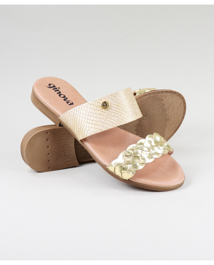 Ms. Ginova Slippers with Strips Decorated