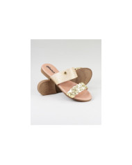 Ms. Ginova Slippers with Strips Decorated