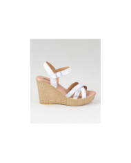 Silver and White Sandals by Lady Ginova with Strips