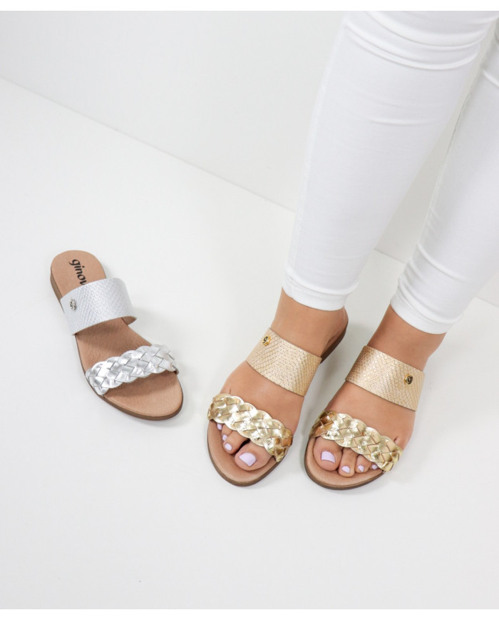 Ms. Ginova Slippers with Strips Decorated