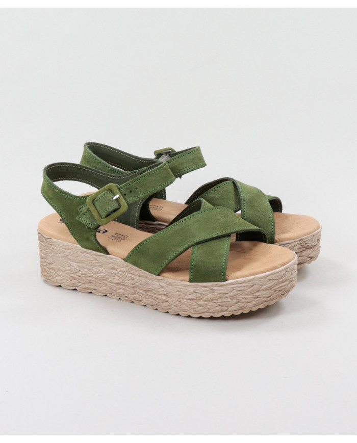 Green Sandals by Mrs. Ginova de Tiras Cruzadas