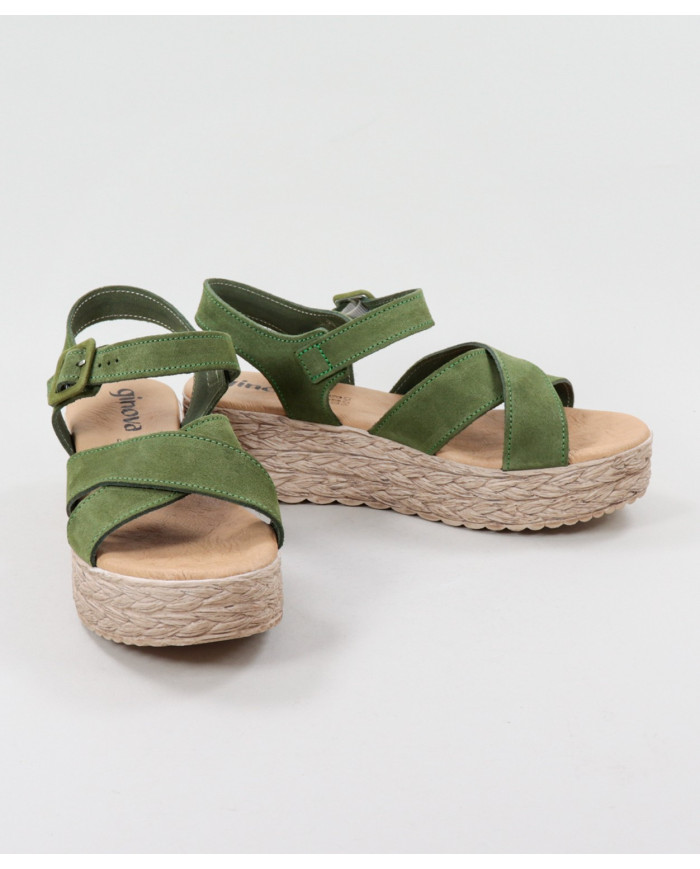 Green Sandals by Mrs. Ginova de Tiras Cruzadas