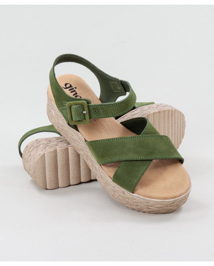 Green Sandals by Mrs. Ginova de Tiras Cruzadas