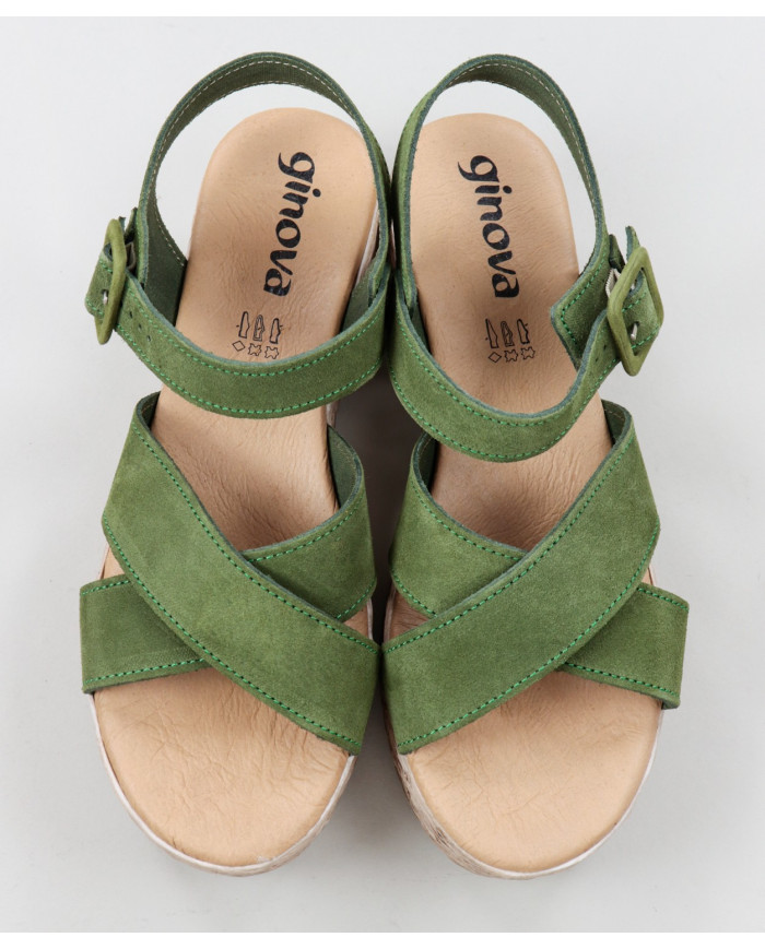 Green Sandals by Mrs. Ginova de Tiras Cruzadas