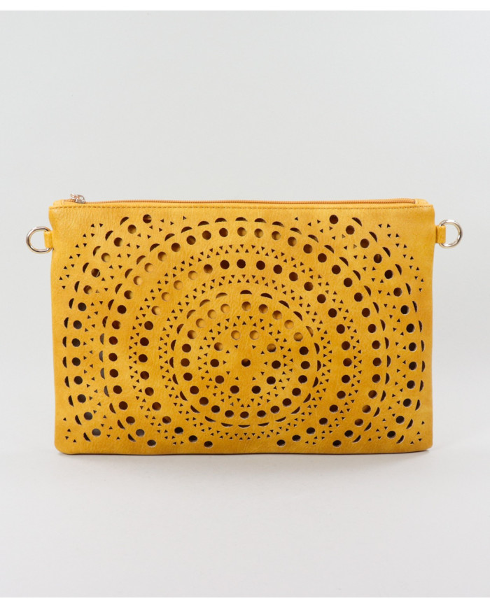 Clutch Feminina Mostarda Perfurada