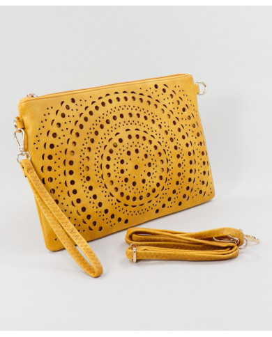 Women's Clutch Mostarda Perforated