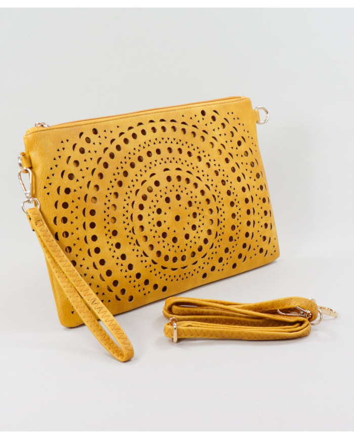 Women's Clutch Mostarda Perforated