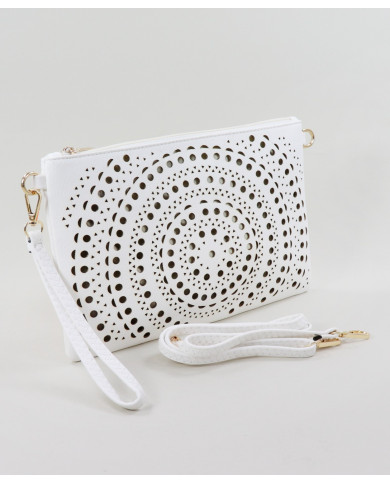 Perforated White Women's Clutch