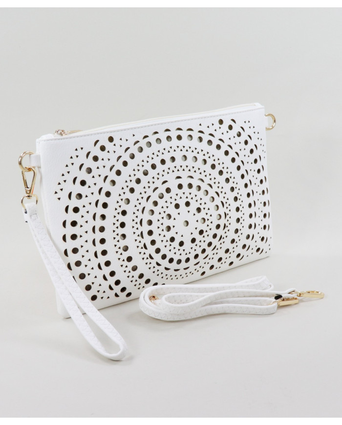Perforated White Women's Clutch