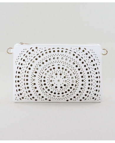 Perforated White Women's Clutch