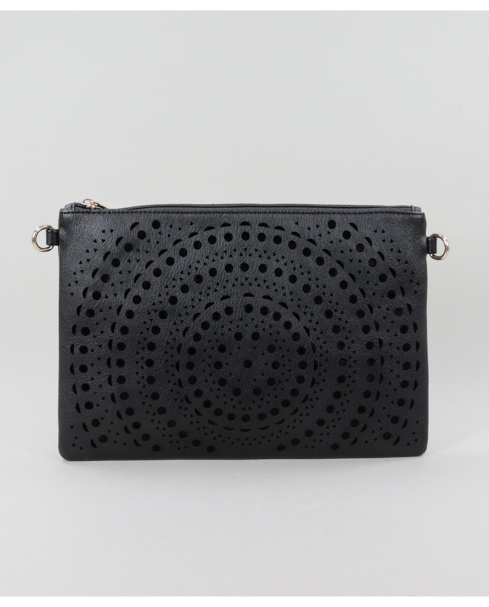 Clutch Feminina em Preto Perfurada
