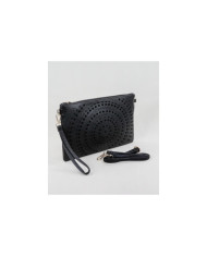 Women's Clutch in Black Perforated