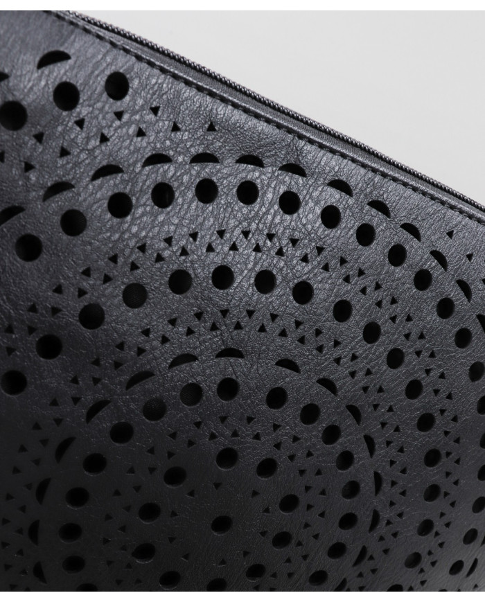 Women's Clutch in Black Perforated