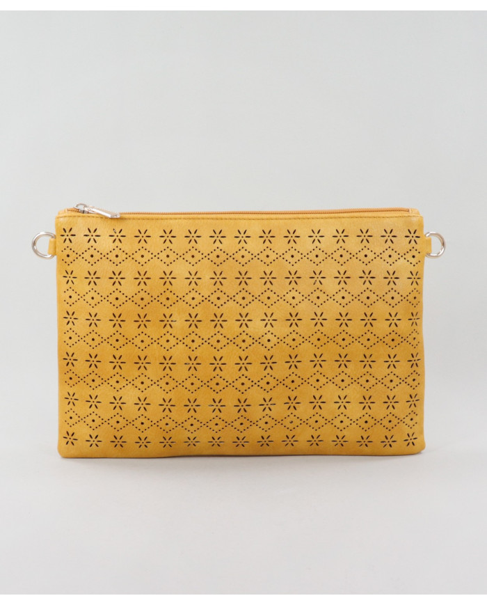 Femenino embrague Mostarda Perforated