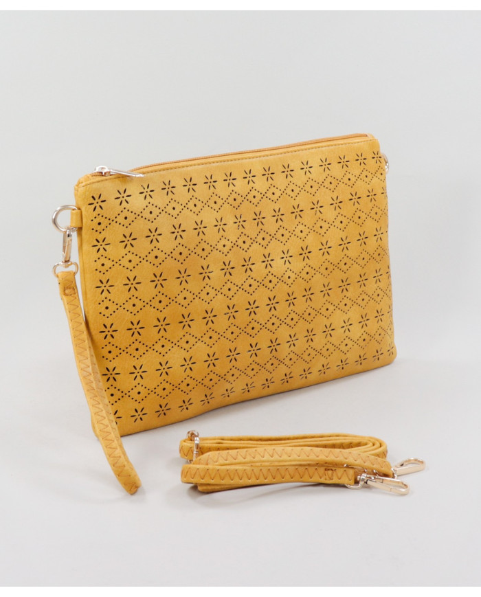 Women's Clutch Mostarda Perforated