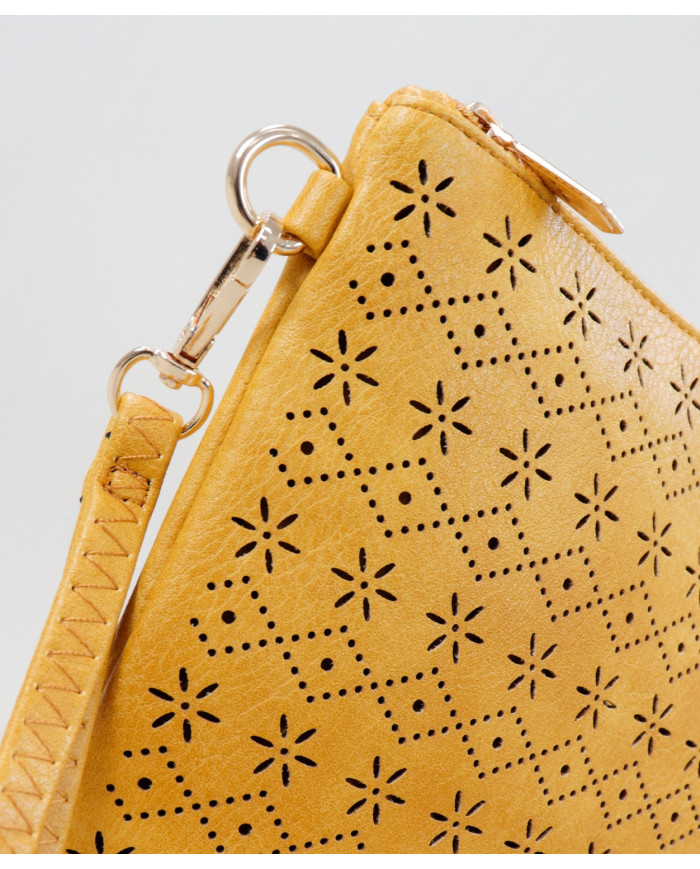 Femenino embrague Mostarda Perforated