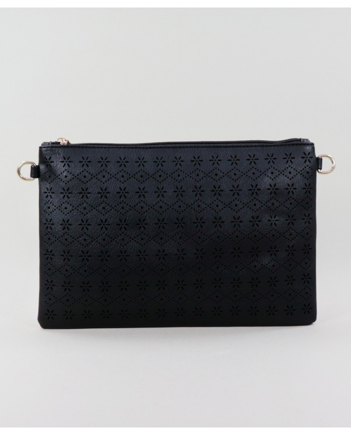 Women's Clutch in Black Perforated