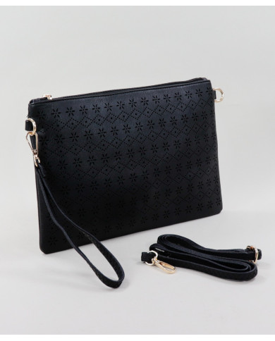 Clutch Feminina em Preto Perfurada