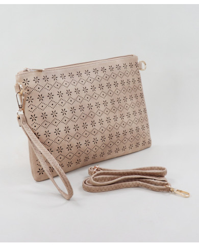 Women's Clutch Taupe Perforated