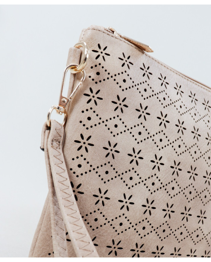 Clutch Feminina Taupe Perfurada