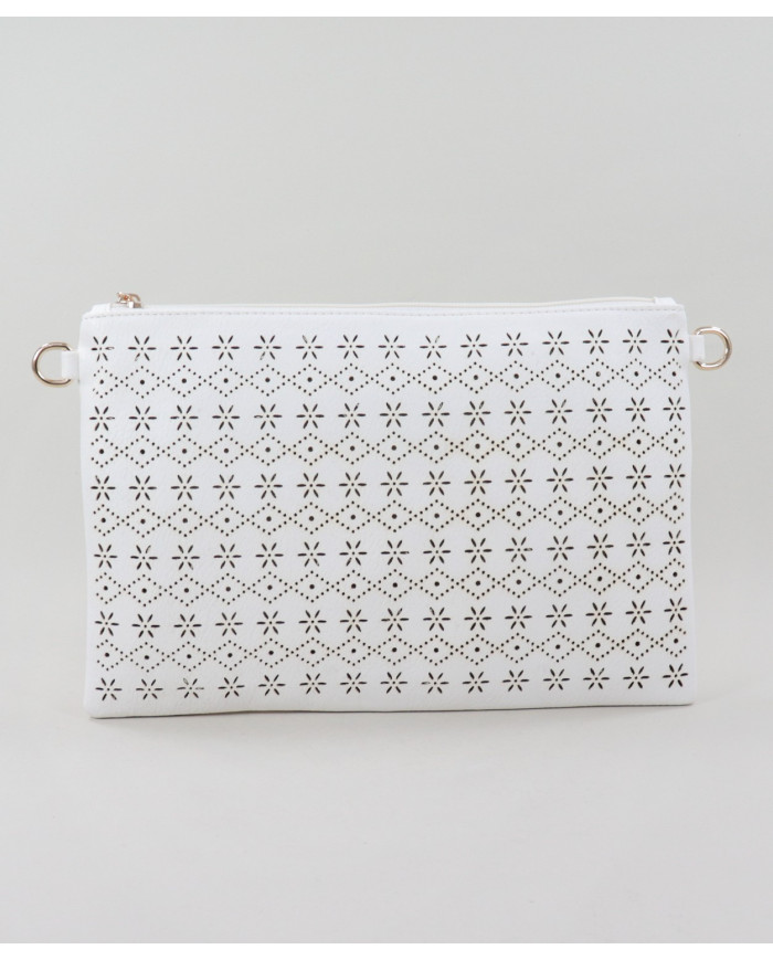 Perforated White Women's Clutch