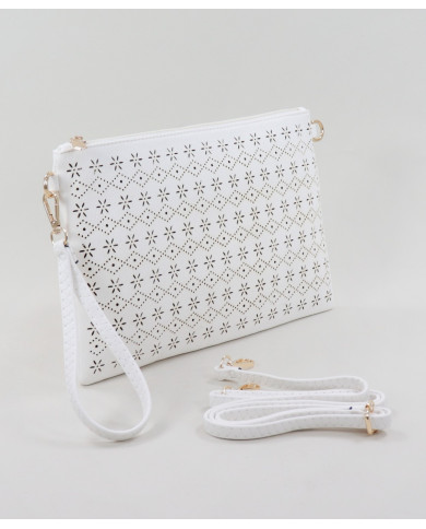 Clutch Feminina Branca Perfurada