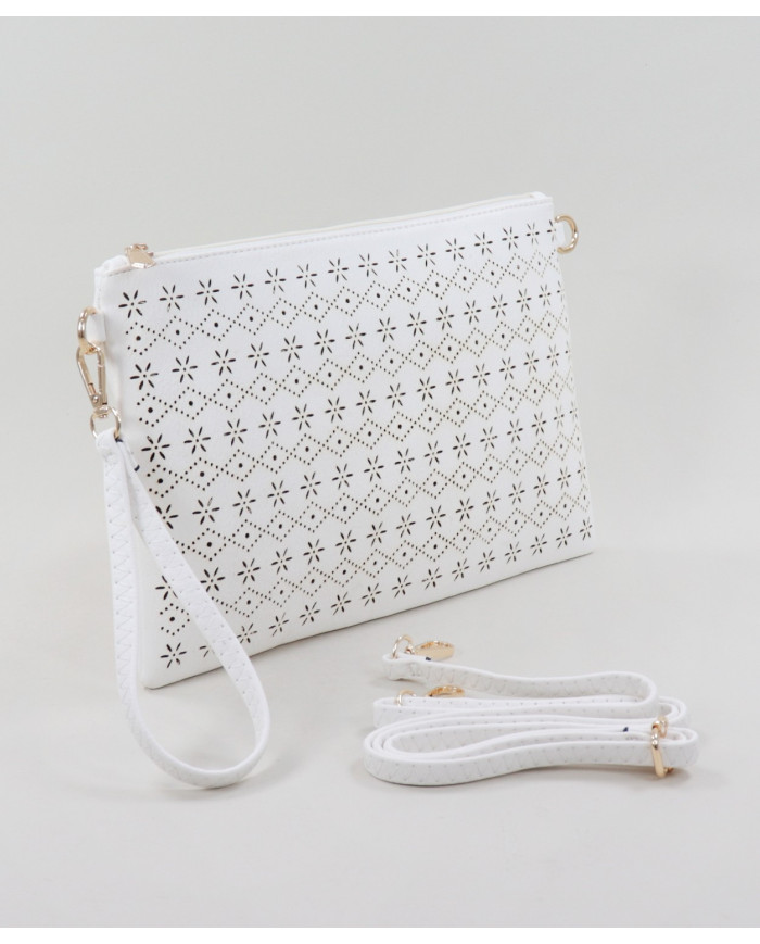 Perforated White Women's Clutch