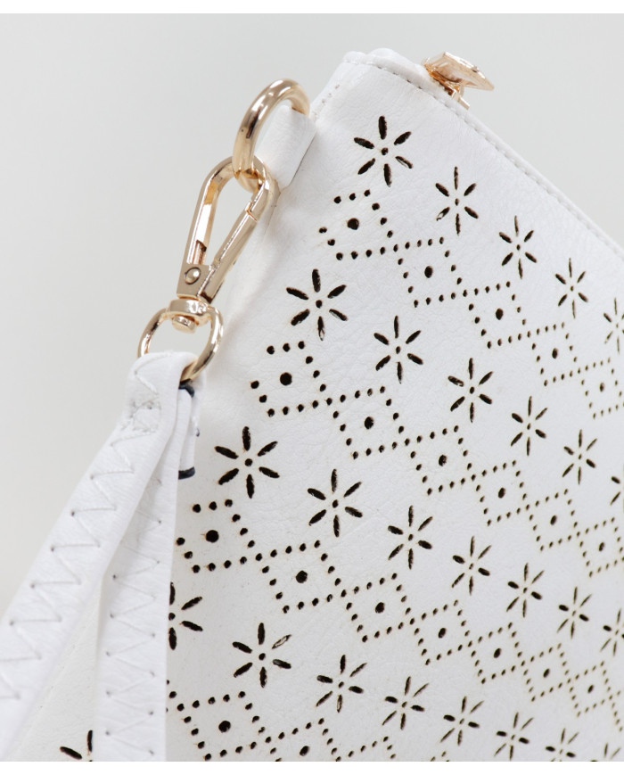 Clutch Feminina Branca Perfurada