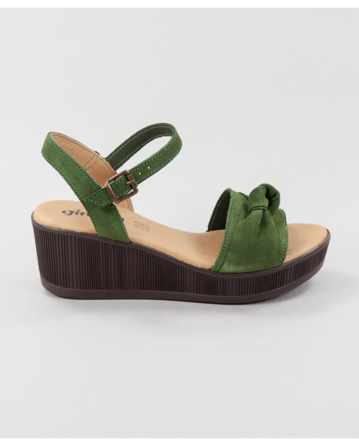 Sandálias Verde de Cunha Ginova com Nó