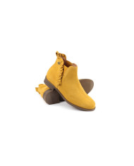 Botas Amarelas Rasas Femininas  Ginova Folhos