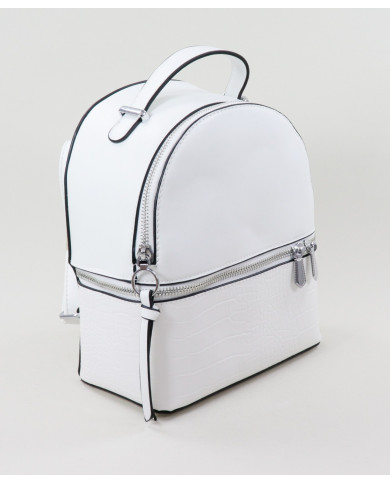 Ladies White Backpack with Clasp