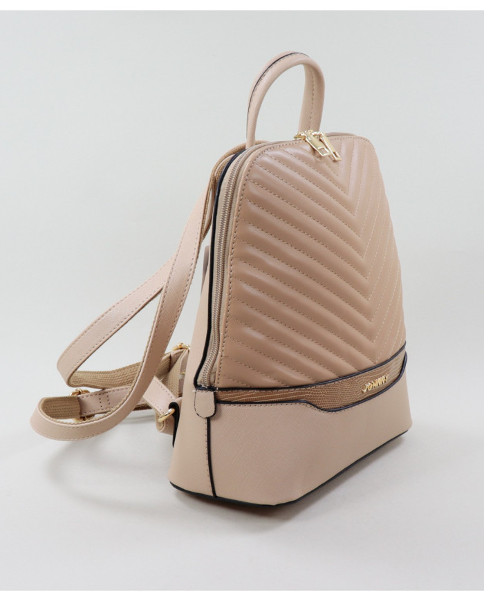 Mochila Bege de Senhora com Costuras